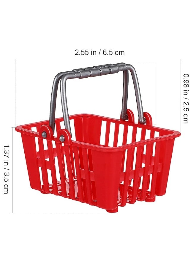 NUOBESTY - NUOBESTY 20Pcs Mini Supermarket Basket Small Shopping Basket Plastic Shopping Cart Grocery Basket with Handle for Dool House Kitchen Storage Ornament(Red and White) â€¦ - Image 1