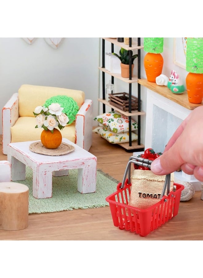 NUOBESTY - NUOBESTY 20Pcs Mini Supermarket Basket Small Shopping Basket Plastic Shopping Cart Grocery Basket with Handle for Dool House Kitchen Storage Ornament(Red and White) â€¦ - Image 1