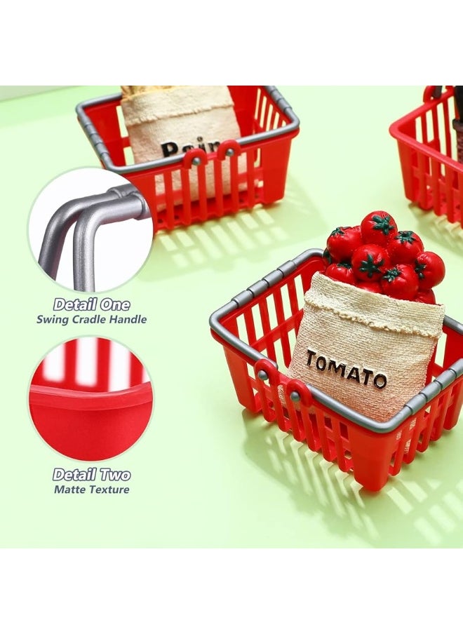 NUOBESTY - NUOBESTY 20Pcs Mini Supermarket Basket Small Shopping Basket Plastic Shopping Cart Grocery Basket with Handle for Dool House Kitchen Storage Ornament(Red and White) â€¦ - Image 1