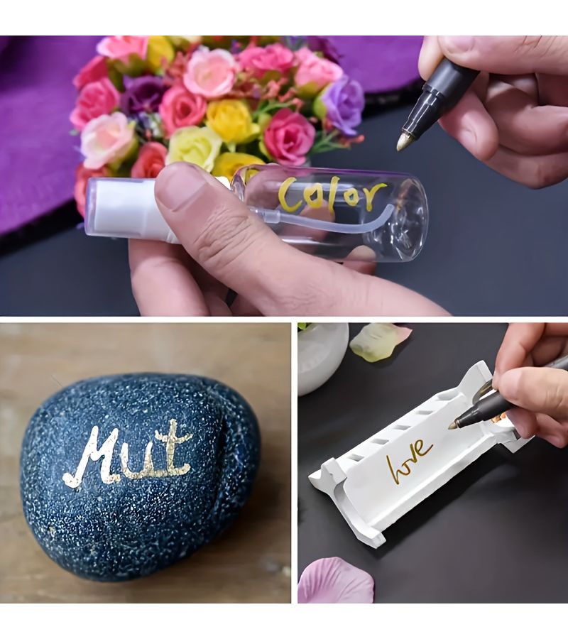 10 Colors Metallic Marker Paint Highlighters Water Based Colored Pens For Albums And Other Crafts 5 Pcs - Image 3