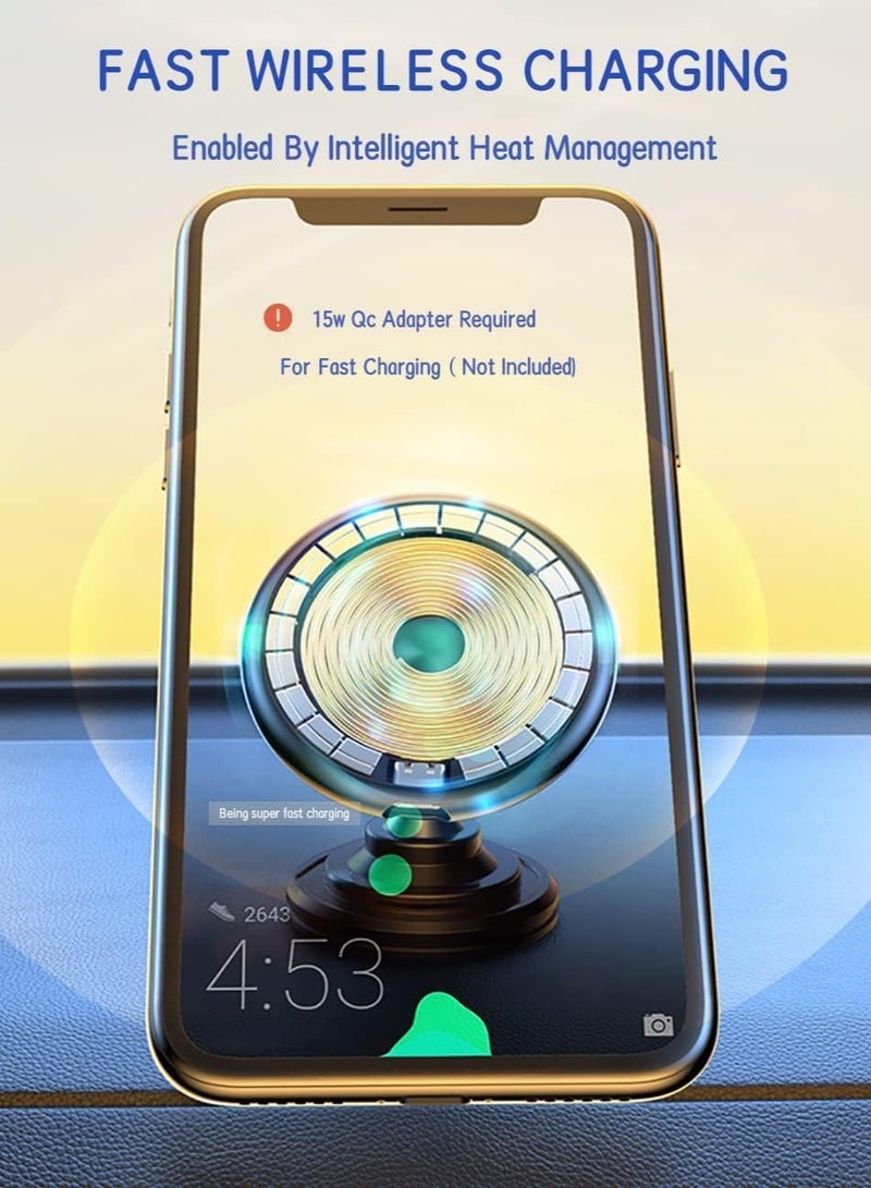 SYOSI شاحن سيارة لاسلكي 15 واط، متوافق مع حامل ماغسيف، حامل هاتف مغناطيسي/شحن سريع مغناطيسي آيفون 14/14 بلس/14 برو/برو ماكس/13/12/12 13 ماكس/ميني - Image 5