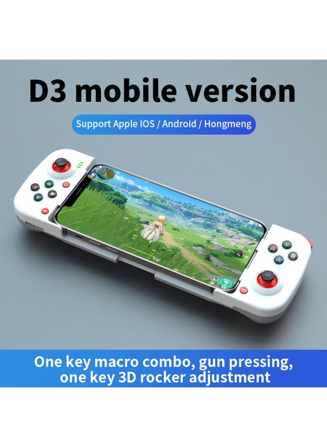 D3 Wireless Mobile Phone Game Handle Bluetooth 5.0 Android Ios Direct Connect MFI Bluetooth Stretch Game Handle Eat Chicken-Product Color:White - Image 1