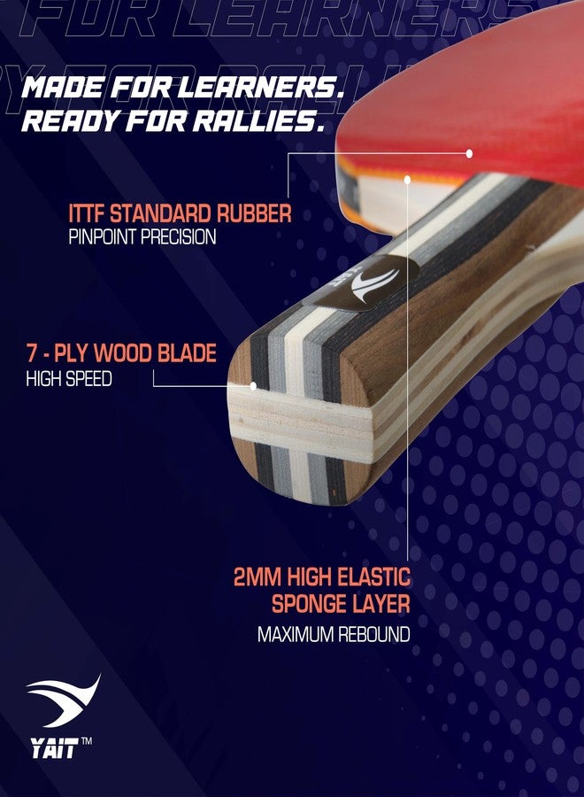 YAIT Rally Table Tennis Racquet Set | 7 Ply Wood 2 TT Bat and 3 Star 4 ABS Training Balls | Indoor/Outdoor Play | 7 Ply Table Tennis Racket Set for Beginners & Intermediate Players - Image 3