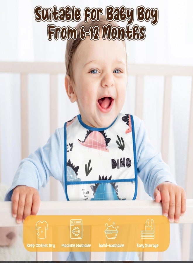 2ooya 6Pcs Waterproof Toddler Bibs Baby Feeding Bib Set with Crumb Catcher Pocket, Adjustable Infant Baby Teething Bib, Babies Sleeveless Animals Food Bibs Keepsake Gift for Baby Shower, 6-24 Months - Image 5