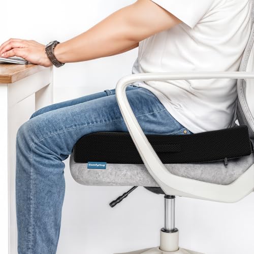 ComfyHug Seat Cushion – High-Resilience Foam with Air Mesh Cover | Ergonomic Support for Long Sitting in Office, Car, Wheelchair & Home (18 x 16 x 2.5 Inch, Black) - Image 3