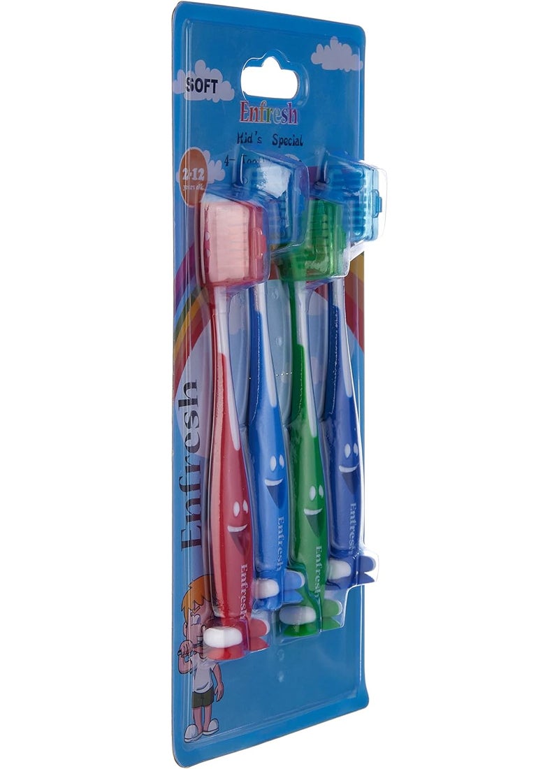Enfresh Kid's Special Toothbrush With Cap 4 Pcs  - Image 2