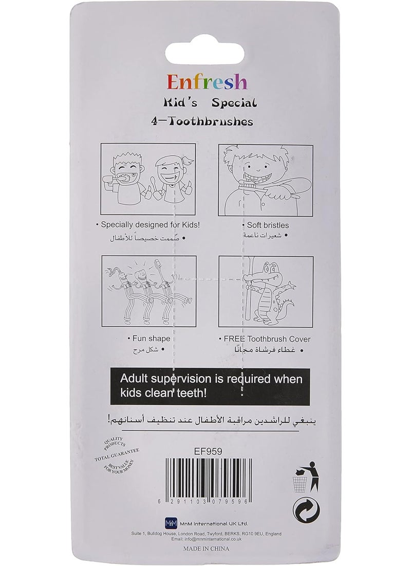 Enfresh Kid's Special Toothbrush With Cap 4 Pcs  - Image 3