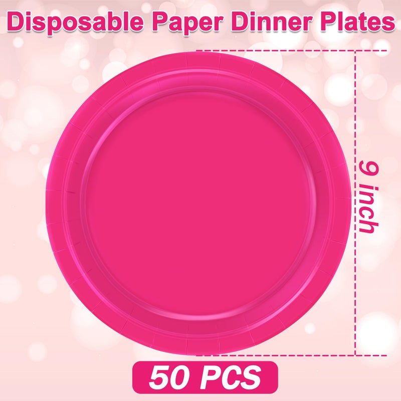 QZYL 50 PCS Paper Plates  Burgundy Heavy Duty Party Plates  Round 9 Inches Disposable Paper Dinner Plates  Everyday Use Paper Plates Set for Daily Meals Wedding Christmas Picnic Supplies - Image 2
