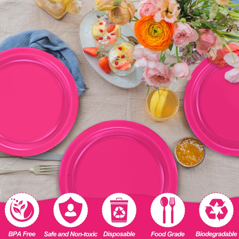 QZYL 50 PCS Paper Plates  Burgundy Heavy Duty Party Plates  Round 9 Inches Disposable Paper Dinner Plates  Everyday Use Paper Plates Set for Daily Meals Wedding Christmas Picnic Supplies - Image 3