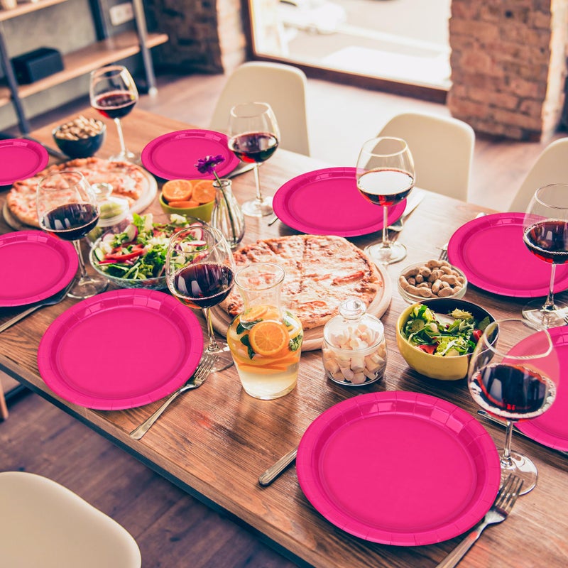 QZYL 50 PCS Paper Plates  Burgundy Heavy Duty Party Plates  Round 9 Inches Disposable Paper Dinner Plates  Everyday Use Paper Plates Set for Daily Meals Wedding Christmas Picnic Supplies - Image 4