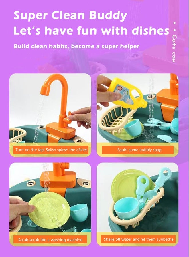Mini Electric Dishwasher Play Kitchen Sink Toy Set Pretend Food Cooking Role Play House Toys For Kids Girls Boys Birthday Gifts - Image 4