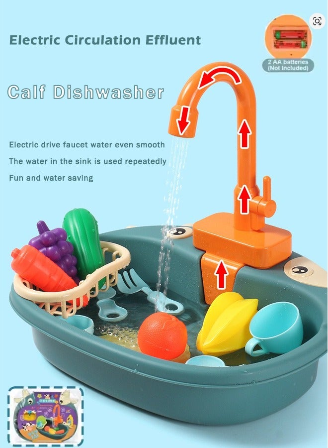 Mini Electric Dishwasher Play Kitchen Sink Toy Set Pretend Food Cooking Role Play House Toys For Kids Girls Boys Birthday Gifts - Image 1