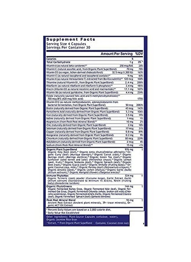 QUANTUM NUTRITION LABS - Quantum Plant Multivitamin Full Body Support With Immune Factors Pure Vegan Glutenfree And Nongmo 120 Capsules - Image 1