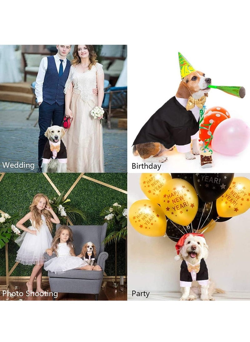 Dog Tuxedo Formal Dog Clothes Shirt Costume Wedding Attire Party Bow Tie Suit Dog Outfit for Small Medium Large Dogs Cats Pet Costumes Birthday Puppy Clothing Apparel (M) - Image 4