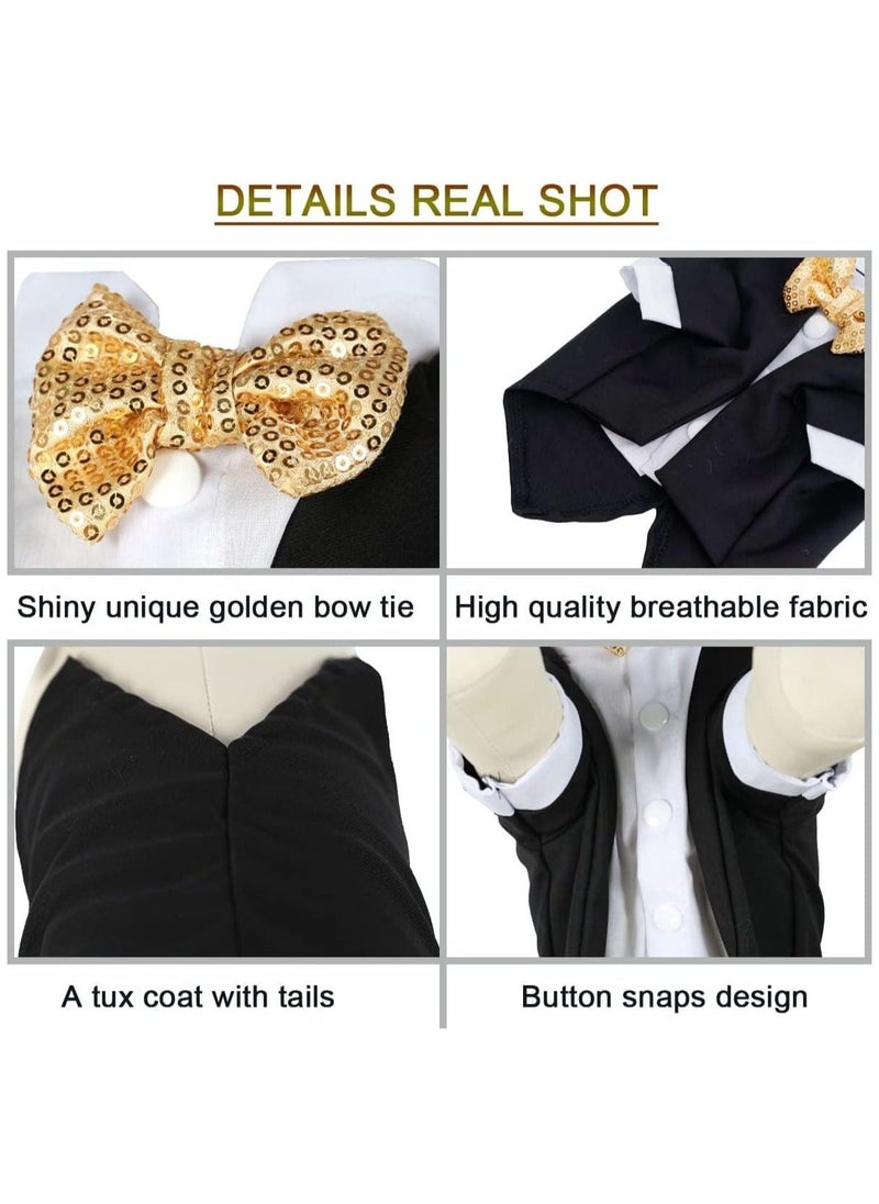 Dog Tuxedo Formal Dog Clothes Shirt Costume Wedding Attire Party Bow Tie Suit Dog Outfit for Small Medium Large Dogs Cats Pet Costumes Birthday Puppy Clothing Apparel (M) - Image 3