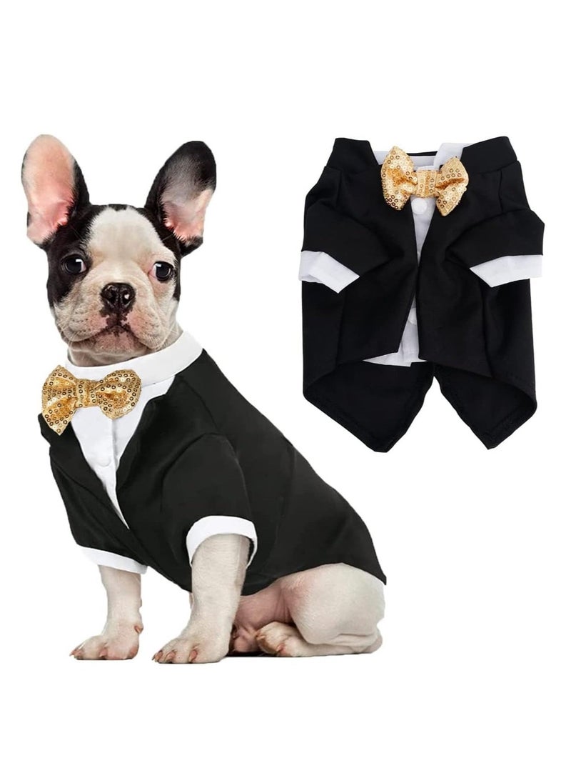 Dog Tuxedo Formal Dog Clothes Shirt Costume Wedding Attire Party Bow Tie Suit Dog Outfit for Small Medium Large Dogs Cats Pet Costumes Birthday Puppy Clothing Apparel (M) - Image 1