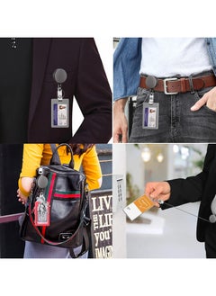 MJZ 2 Pack Heavy Duty Retractable Badge Holder Reel, Metal ID Badge Holder with Belt Clip Key Ring for Name Card Keychain [All Metal Casing, 27.5" Fiber Cord, Reinforced Id Strap]  - Image 4
