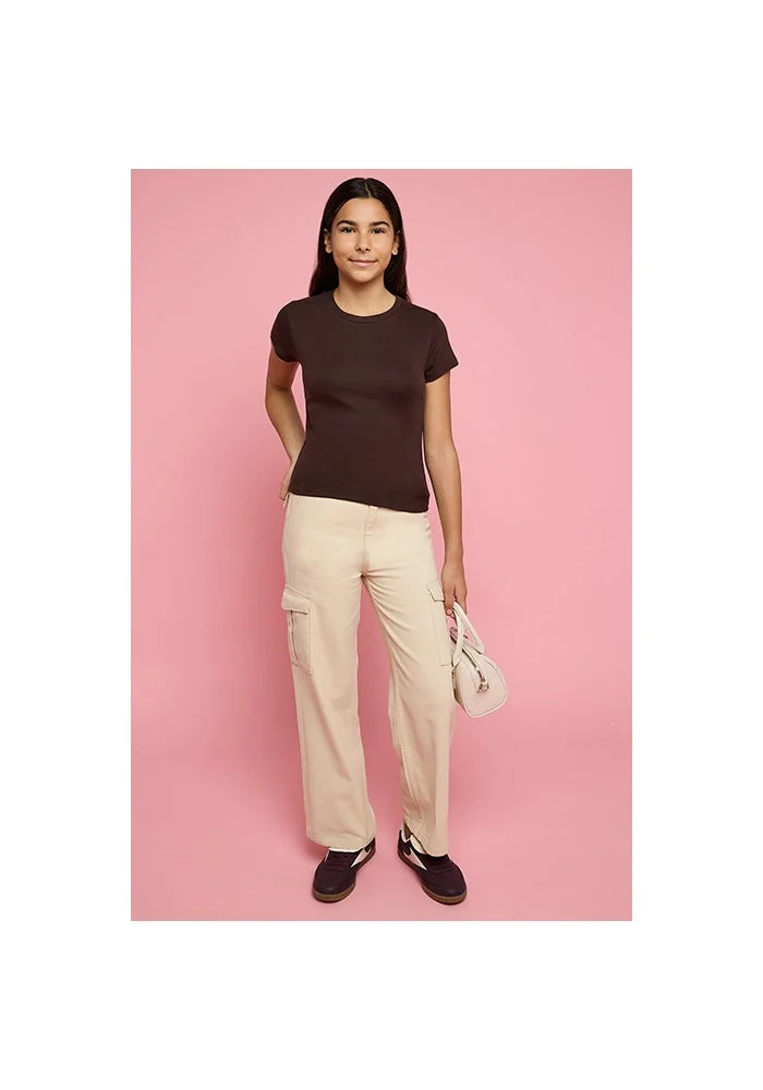 أر أند بي Solid T-Shirt with Crew Neck and Short Sleeves