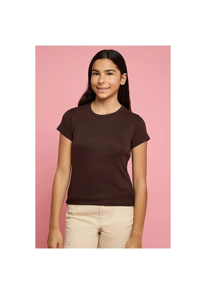 أر أند بي Solid T-Shirt with Crew Neck and Short Sleeves