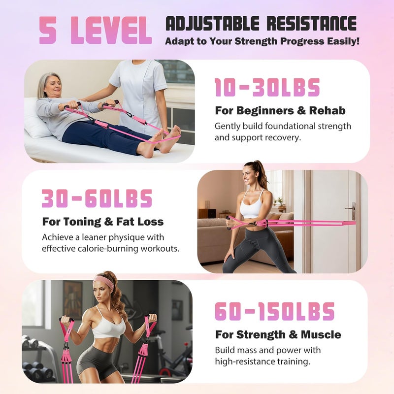 Ayombo Resistance Bands, Exercise Bands with Handles for Working Out, Fitness Bands for Women, Workout Equipment Home Gym, Training Bands with Door Anchor, Ankle Straps, Shape Body, Physical Therapy - Image 4