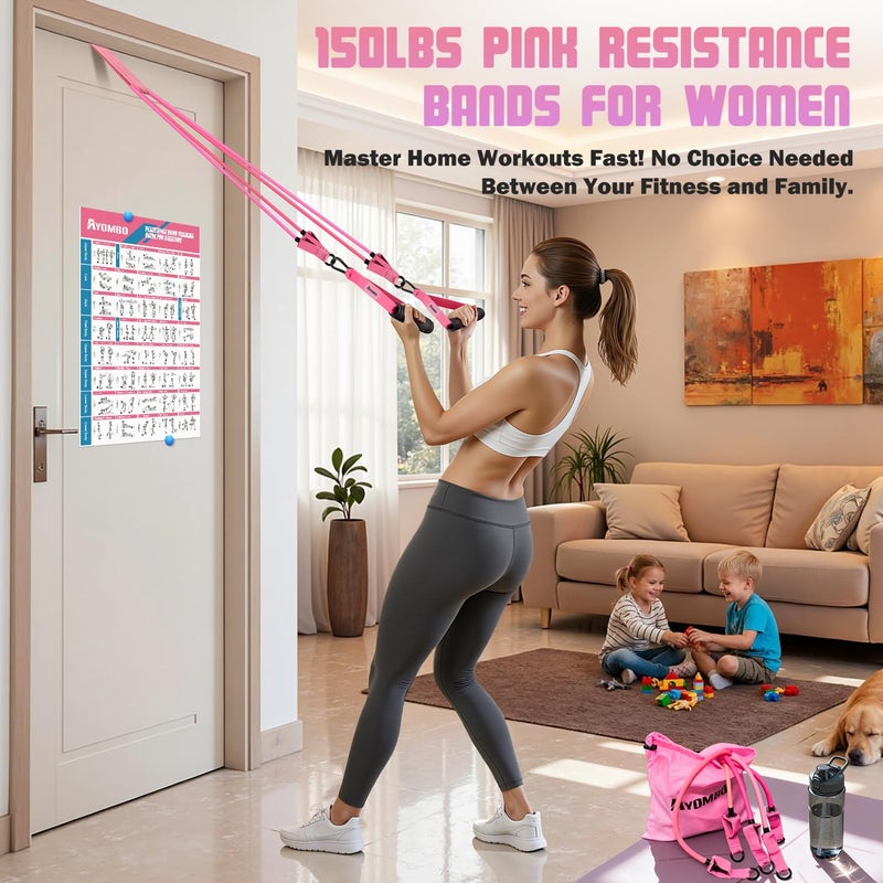 Ayombo Resistance Bands, Exercise Bands with Handles for Working Out, Fitness Bands for Women, Workout Equipment Home Gym, Training Bands with Door Anchor, Ankle Straps, Shape Body, Physical Therapy - Image 2