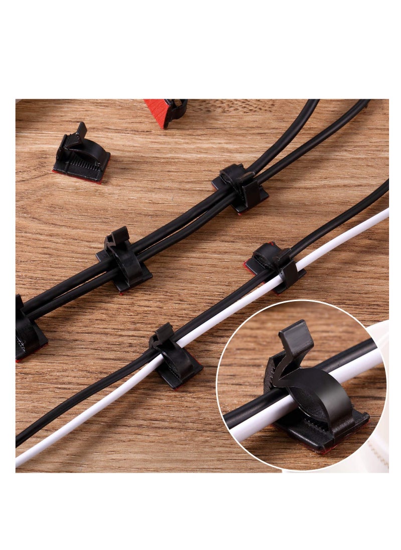SYOSI 120 Pieces Outdoor Cable Clips Adhesive Cable Management Clips Sticky Wire Clips Cord Holder Cable Hooks Organizers for Christmas Fairy Hanging Light Home Decoration (Black,Medium)  - Image 5