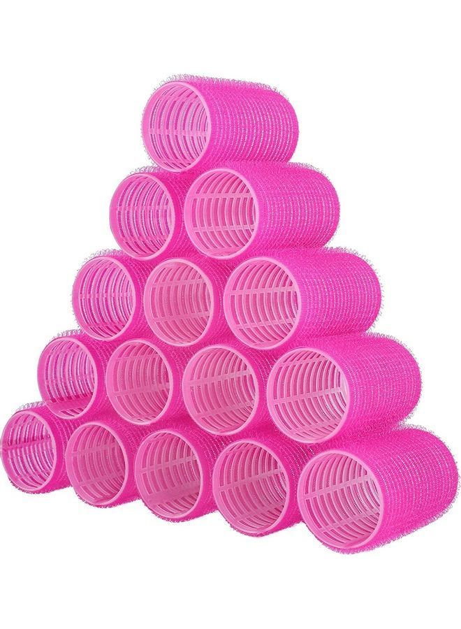 NIBEMINENT 15-Piece Self Grip Hair Rollers Set Pink - Image 1