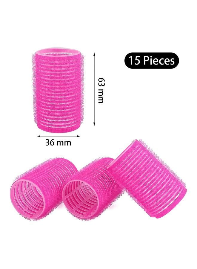 NIBEMINENT 15-Piece Self Grip Hair Rollers Set Pink - Image 2