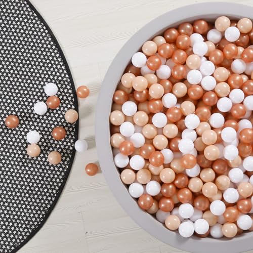 GOGOSO Ball Pit Balls for Toddler Baby Plastic Playballs Kids Soft Pastel Pelotas NonToxic BPAFreeBeigeGoldWhite100 Balls - Image 1