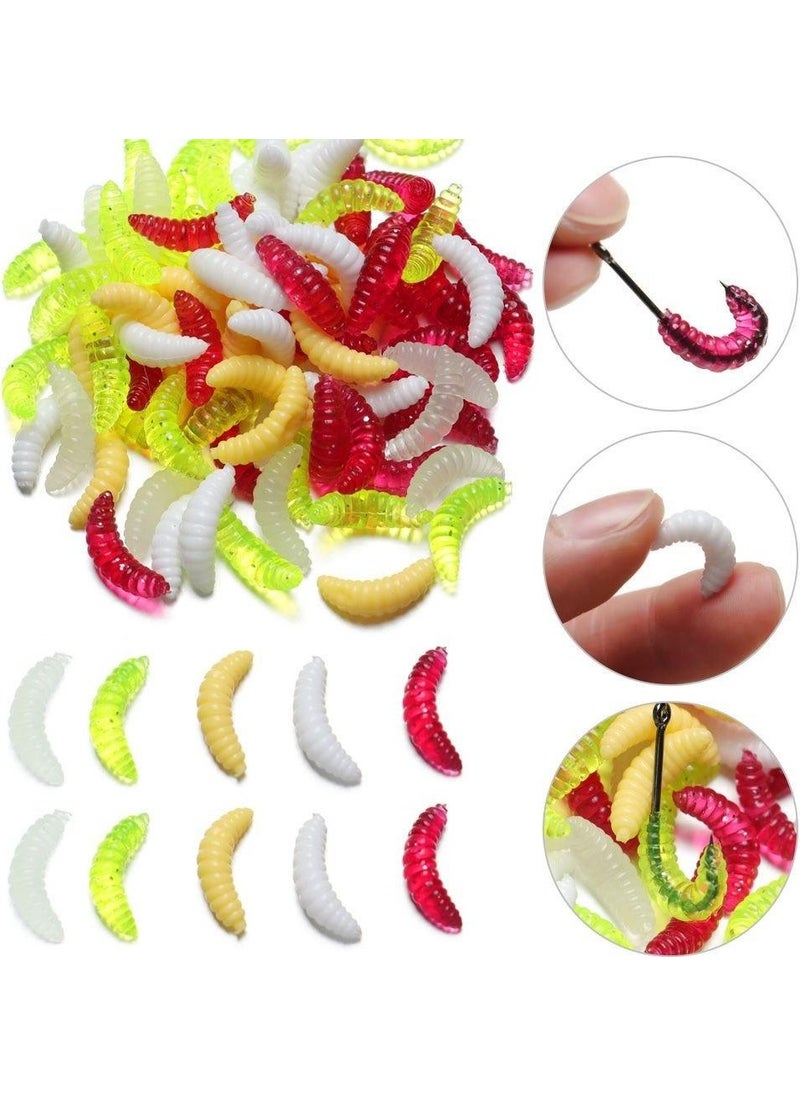 Valkyrie 200 Pieces 2,4cm Soft Silicone Worm Fishing Rod Fishing Bait - 4 Different Colors - Highlighting  - Image 3
