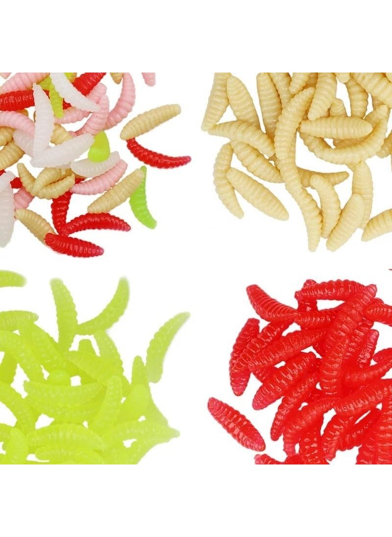 Valkyrie 200 Pieces 2,4cm Soft Silicone Worm Fishing Rod Fishing Bait - 4 Different Colors - Highlighting  - Image 2