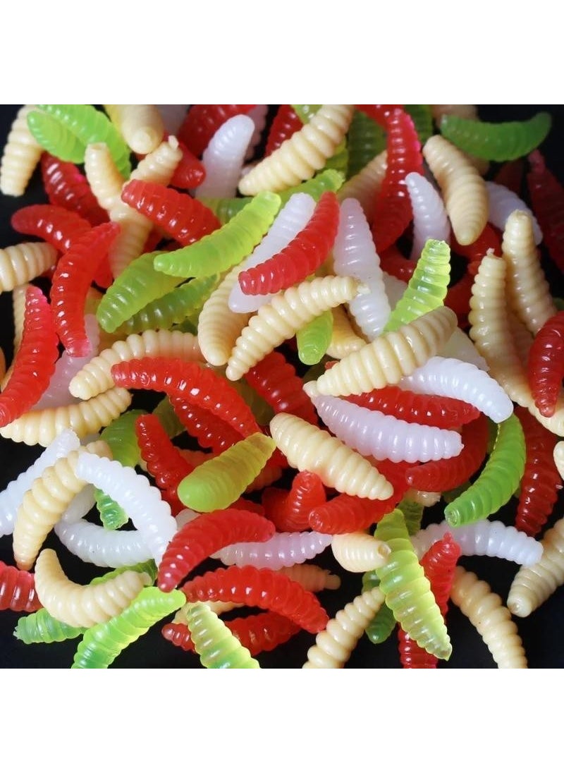 Valkyrie 200 Pieces 2,4cm Soft Silicone Worm Fishing Rod Fishing Bait - 4 Different Colors - Highlighting  - Image 5