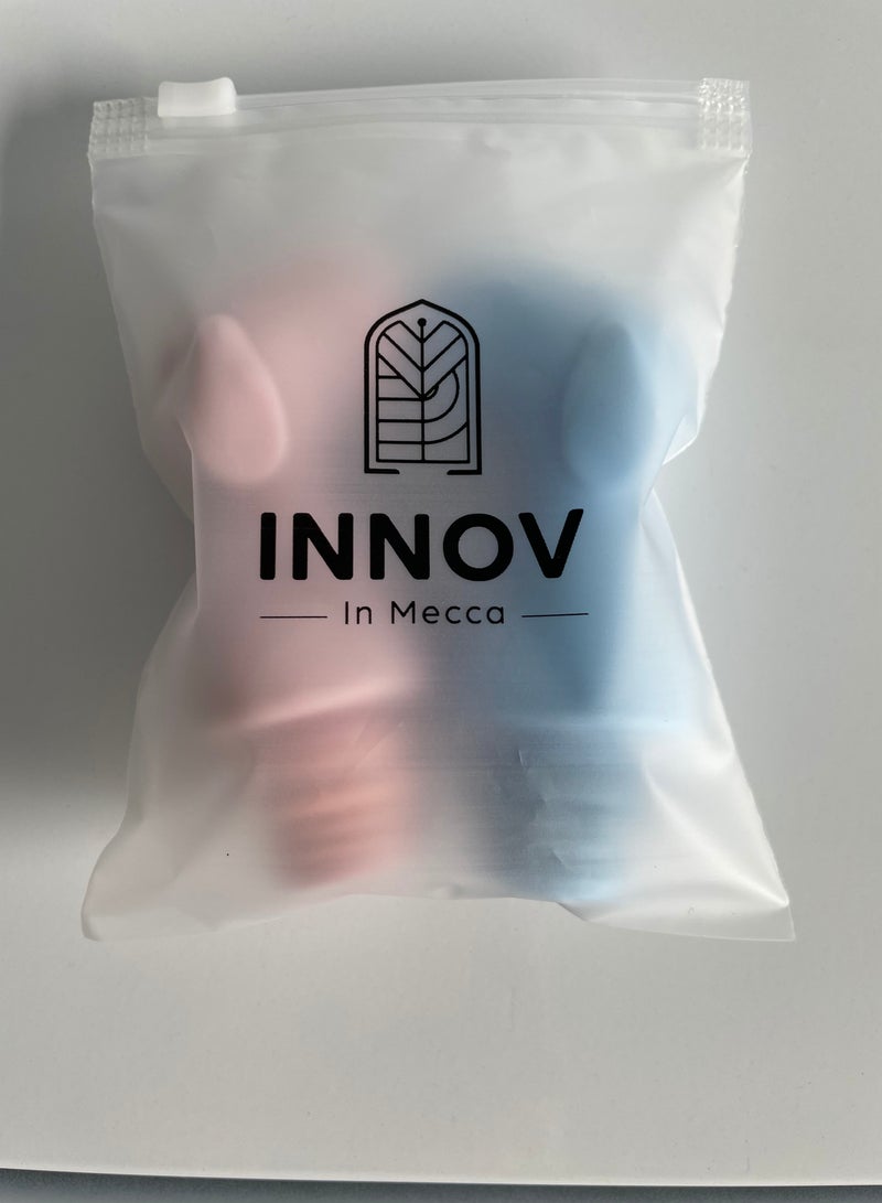 إنوف إن مكة عبوة شطاف بخاخ صغير للجيب مكون من قطعتين ، شطاف بلاستيك محمول ، شطاف للمرحاض متنقل للسفر ، مناسب للسفر أو للتخييم. متوافق مع كل الزجاجات ، باللون الوردي والأزرق - Image 4