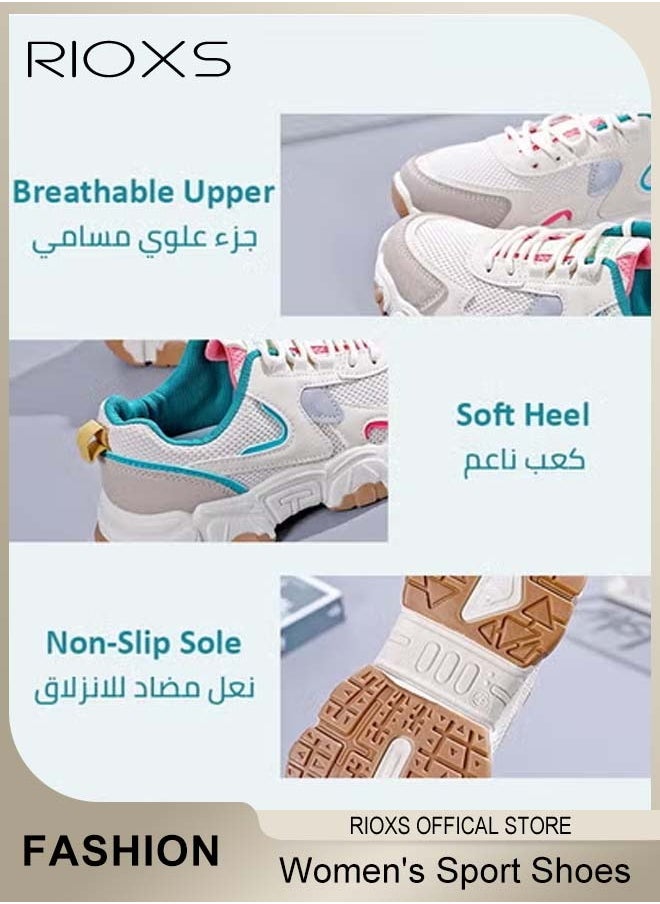 ريوكس - أحذية رياضية للنساء، وأحذية للركض في منصات سميكة للأحذية الرياضية هي للنساء، وأحذية مريحة للهواء على الشبكة، وأحذية واقية من التزلج للمشي، وأحذية التنس للسيدات - Image 1