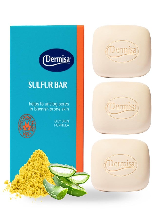 Dermisa Sulfur Bar with Aloe Vera | Helps to Cleanse Oily Acne-Prone Skin and Unclog Pores | Contains Sulfur + Aloe Vera | NO PARABENS, NO ANIMAL TESTING | 3 OZ | Pack of 3 - Image 1