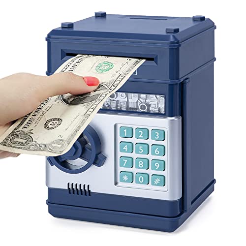 Refasy Piggy Bank for BoysRefasy Electronic Piggy Banks Password Money Saving Box Gifts for 11 Year Old Boy Money Bank Toy Birthday Gifts for Boys Girls Kids Safe Cash Coin CanNavy - Image 1