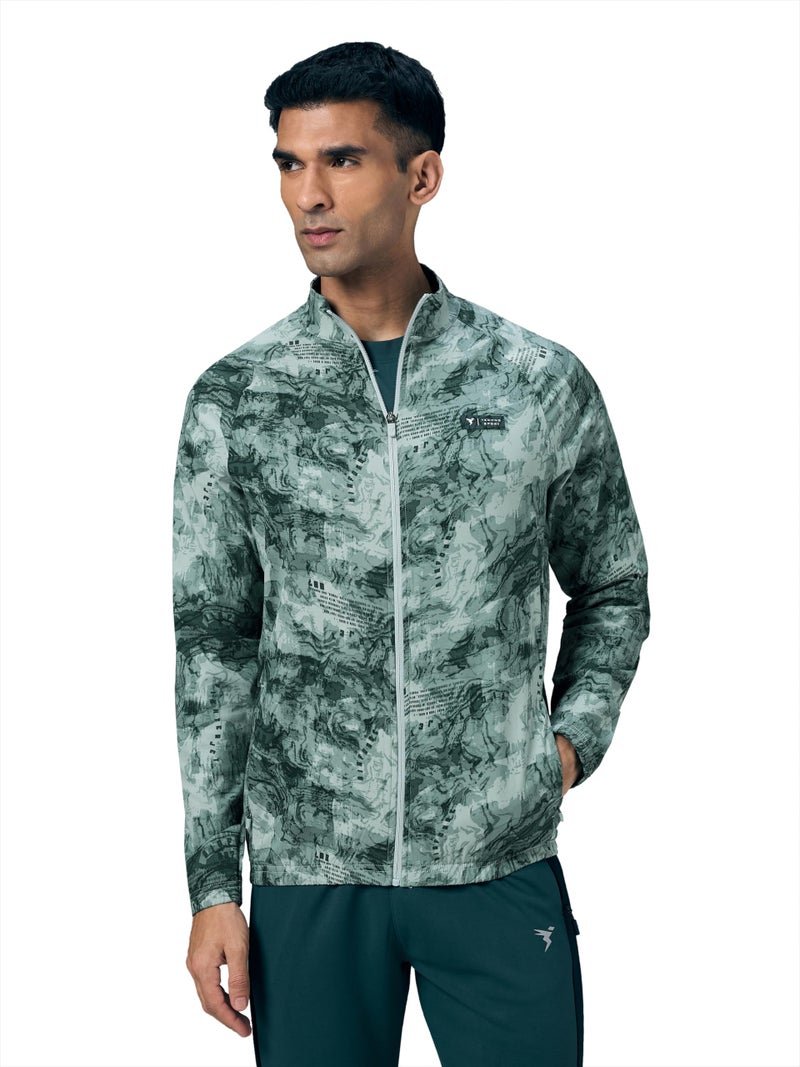 TECHNOSPORT Men's Slim Fit All Over Print Jacket for Sports, Gym & Regular Use - (MJPM92WFS005_Wind Fortress_XL) - Image 1
