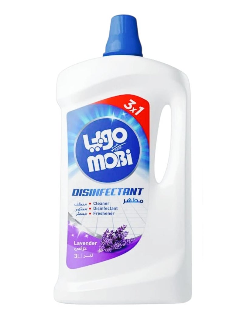 Disinfectant Multipurpose Cleaner, 3*1 (Cleaner, Disinfectant, Freshener), Lavender Scent, 3L