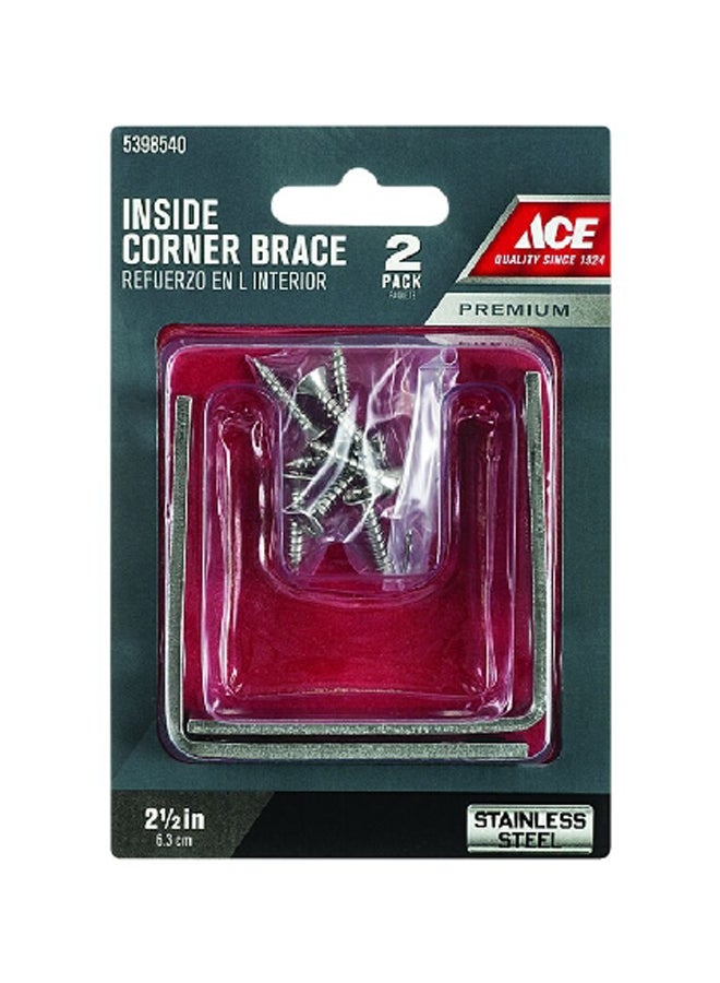 ACE Weather Resistance Stainless Steel Inside Corner BrChrome2.5 x 0.625 cm N245-704