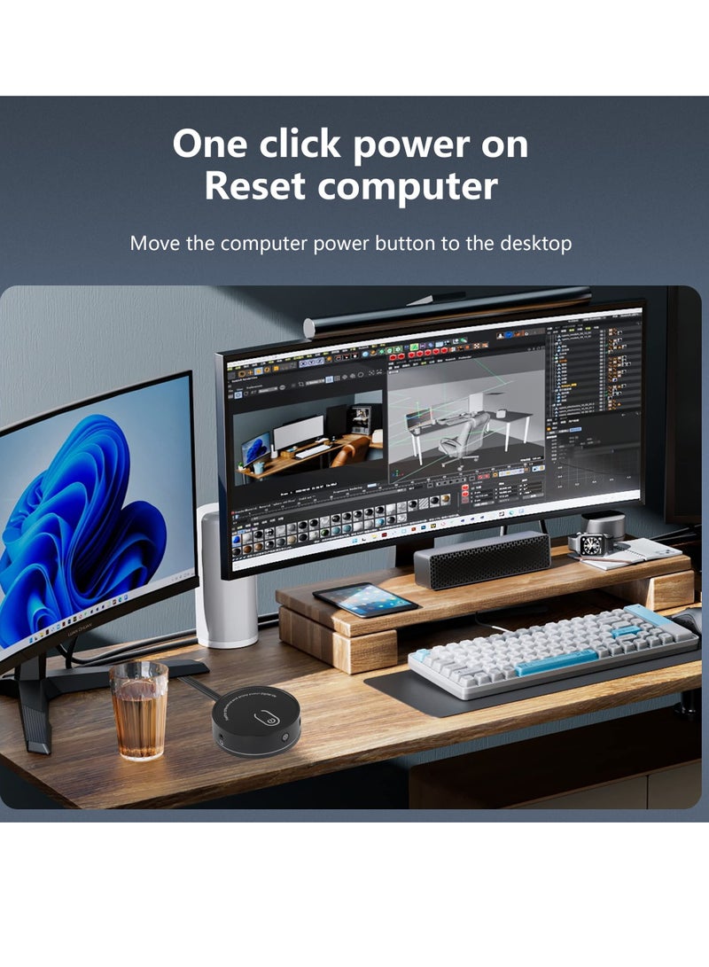 SYOSI SYOSI Computer Case Power Supply Reset Switch Box, PC Power Button On/Off + Reset + Dual USB Ports + 3.5MM TRRS Audio + Type-C Power Interface, for Home, Office, Internet Cafes - Image 2