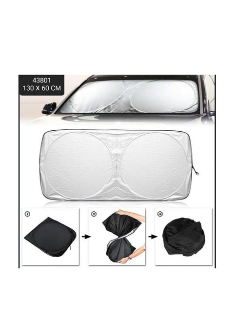 Foldable Car Windshield Sunshade – 130×60 cm – UV Reflective Shield with Storage Pouch