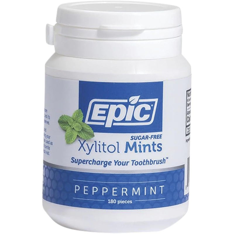 Epic Dental 100% Xylitol Sweetened Breath Mints, Peppermint, 180 Count - Image 1