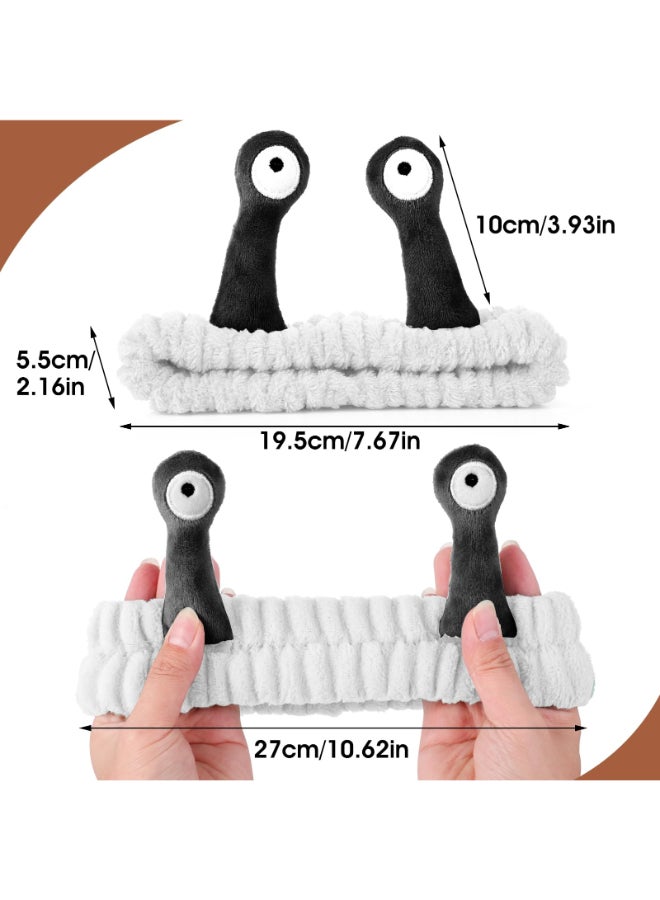 Molain Face Wash Headband Palm and Snail Spa Hair Bands Makeup Headbands Women Cartoon Cute Coral Fleece Elastic Headband Creative Hair Accessories for Washing Face Shower Sports WhiteBlack - Image 4