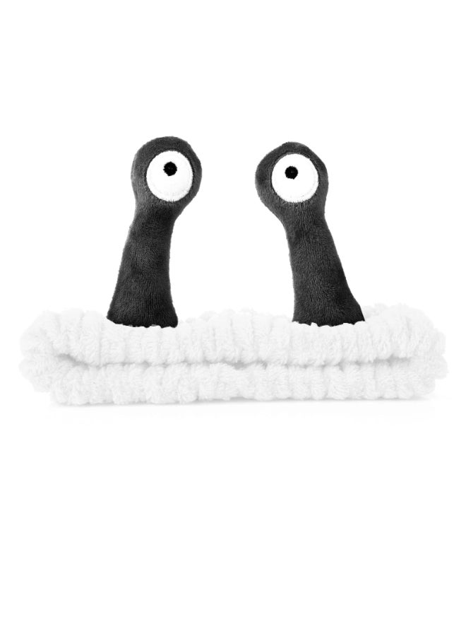 Molain Face Wash Headband Palm and Snail Spa Hair Bands Makeup Headbands Women Cartoon Cute Coral Fleece Elastic Headband Creative Hair Accessories for Washing Face Shower Sports WhiteBlack - Image 2