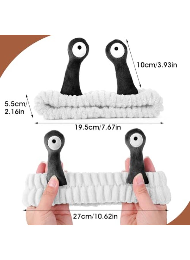 Molain Face Wash Headband Palm and Snail Spa Hair Bands Makeup Headbands Women Cartoon Cute Coral Fleece Elastic Headband Creative Hair Accessories for Washing Face Shower Sports WhiteBlack - Image 3
