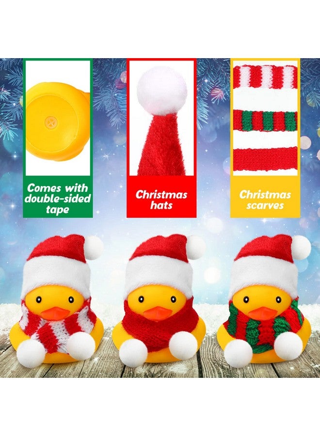 Funtery 12 Pcs Christmas Mini Rubber Duckies in Bulk with Xmas Hats and Scarf Christmas Rubber Duckies Bath Toy for Party Winter Holiday Favors Goodie Bag Fillers - Image 3