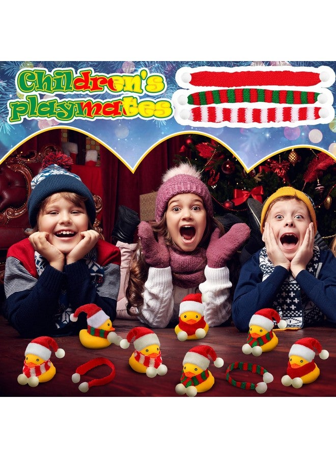 Funtery 12 Pcs Christmas Mini Rubber Duckies in Bulk with Xmas Hats and Scarf Christmas Rubber Duckies Bath Toy for Party Winter Holiday Favors Goodie Bag Fillers - Image 5