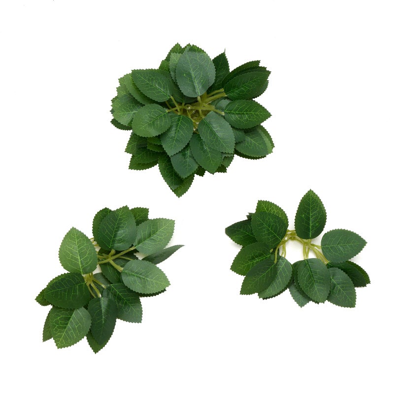 DAIBN 100 Pcs Artificial Green Rose Leaves Decoration,Bridal Wreath Decor,Wedding Party Birthday Proposal Decorations, Wreath/Green/Loose/Rose Leaves (green1) - Image 1