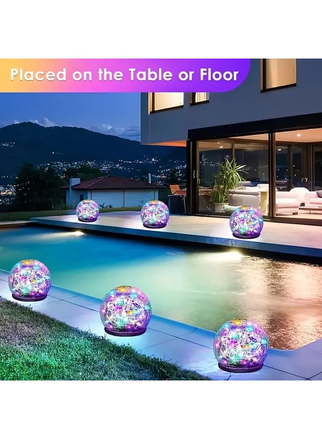 Solar LED Glass Ball Lights Colorful Crackle Design Outdoor Garden Decor - Image 5