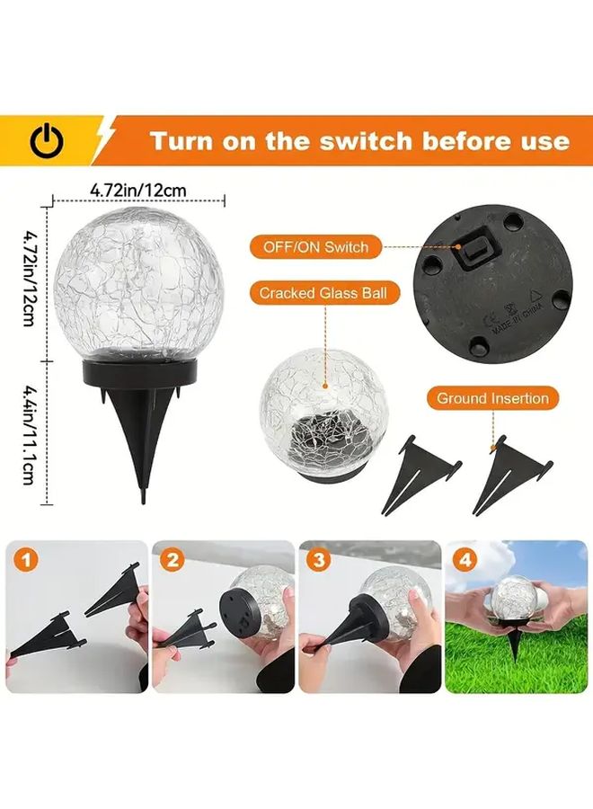 Solar LED Glass Ball Lights Colorful Crackle Design Outdoor Garden Decor - Image 4